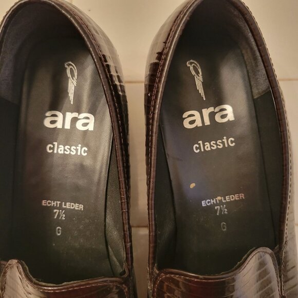 Ara Classic Echt Leder‎ Brown Leather Heeled Loafers  7.5G Germany US10 - Picture 5 of 8